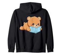 Cute Bear Reading Book Day National Library Week Zip Hoodie