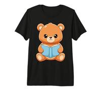 Cute Bear Reading Book National Library Week World Book Day Premium T-Shirt