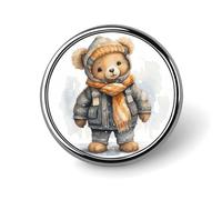 Cute Bear Round Badge Cute Enamel Lapel Pin Brooches Button Pin Personalized Clothing Decoration Unisex Badge Holder Hats Bags Shirts Decor