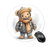 Cute Bear Round Mouse Pad Smooth Glide Gaming Mousepad Extra Density Portable Comfortable Mouse Mat for Desk, Home, Office 7.8x7.8 Inches