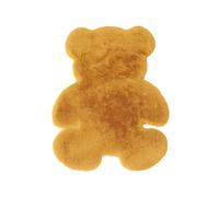 Cute Bear Shaped Rugs Faux Rabbit Fur Area Rugs Super Soft Long Pile Fluffy Foot Mat Non-Skid Floor Carpets Mats for Nursery Kids Living Room Bedroom Golden 45x60CM