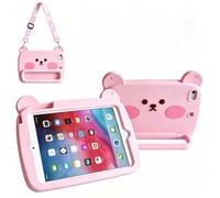 Cute Bear Silicone Kids Case，Pink：for Samsung Galaxy Tab T290/T295/T297 | Built-in Rotation Kickstand, Shockproof Design, Shoulder Strap, Children's Tablet Cover