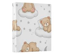 Cute Bear Sleeping on The Clouds 3 Ring Binder 1.5 Inch Round Ring Binder View Binder Holds 200 Documents for Home School Office Use