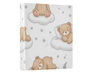 Cute Bear Sleeping on The Clouds 3 Ring Binder 1.5 Inch Round Ring Binder View Binder Holds 200 Documents for Home School Office Use
