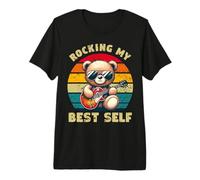 Cute Bear Sunglasses Electric Guitar Distressed Vintage Premium T-Shirt