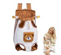 Cute bear-themed front-facing pet carrier backpack, suitable for small cats and dogs; Breathable, hands-free front carrier; adjustable straps; ideal for walks, hiking, and shopping.