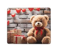 Cute Bear Valentine Gift Mouse Pad with Stitched Edge, Comfortable Mouse Pads with Non-Slip Rubber Base Gaming Mouse Mat Washable Mousepads Computers Laptop Desk Accessories for Office 7 x 8.6 in