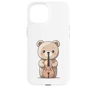 Cute Bear with Violin Illustration Case for iPhone 15