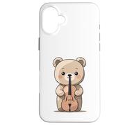 Cute Bear with Violin Illustration Case for iPhone 16 Plus