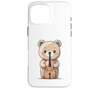 Cute Bear with Violin Illustration Case for iPhone 16 Pro Max