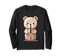 Cute Bear with Violin Illustration Long Sleeve T-Shirt