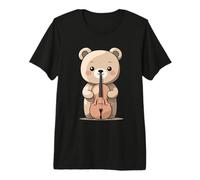 Cute Bear with Violin Illustration Premium T-Shirt