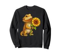 Cute Bearded Dragon Holding Sunflower Flower Sweatshirt