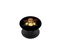 Cute Bearded Dragon Playing Drums Drummer Music PopSockets Adhesive PopGrip