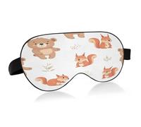 Cute Bears and Squirrels Sleep Mask Soft Cooling Eye Masks for Sleeping with Elastic Strap Night Blindfold for Women Men Travel