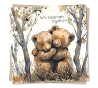 Cute Bears Birthday or Anniversary Card - Lets Hibernate Together - Adorable Card for Partner, Husband, Wife, Girlfriend, Boyfriend