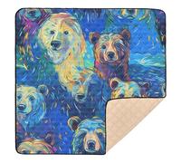 Cute Bears Blue Soft Thick Baby Playmat for Floor Comfortable Padded Baby Mat for Baby Toddler Infant, 50'' x 50''