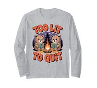 Cute Bears by a Campfire Reading Books Too Lit to Quit Long Sleeve T-Shirt