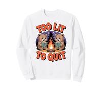 Cute Bears by a Campfire Reading Books Too Lit to Quit Sweatshirt