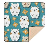 Cute Bears Cartoon Blue Soft Thick Baby Play Mat for Floor Lightweight Foldable Infant Play Activity Mat for Baby Kids Toddlers Infants, 50'' x 50''con Musica para Bebes