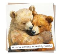 Cute Bears Happy Anniversary Card - You Make Me So Incredibly Happy - Anniversary Card for Husband, Wife, Girlfriend, Boyfriend, Special Someone - For Bear Lovers, Animal Lovers