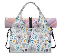 Cute Bears Koala Sports Duffle Bag with Shoe Compartment Koala Floral Weekend Overnight Bags Tote Cabin Luggage Bag for Gym Yoga Travel