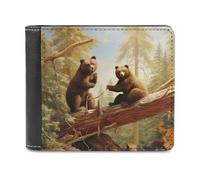 Cute Bears Play in The Tree Wallet Large Capacity Leather Wallet Phone Clutch Travel Purse for Men Women Gift, white, One Size, Wallet