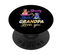 Cute Beauty Or Beat Grandpa Loves You - Gender Reveal Party PopSockets Adhesive PopGrip