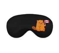 Cute Beaver Canada Flag Sleep Eye Mask Soft Eye Covers Blocking Lights Blindfold with Adjustable Strap for Travel Nap