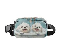 Cute Beaver Vintage Bathtub Cute Fanny Pack Waist Bag for Women Men Teens Large Capacity Crossbody Bag Anti Theft, Cute Maltese dogs Vintage bathtub, One Size