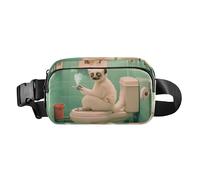 Cute Beaver Vintage Bathtub Cute Fanny Pack Waist Bag for Women Men Teens Large Capacity Crossbody Bag Anti Theft, Cute Lemur Retro toilet smoking, One Size