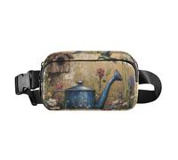 Cute Beaver Vintage Bathtub Cute Fanny Pack Waist Bag for Women Men Teens Large Capacity Crossbody Bag Anti Theft, Old Watering Can Flowers Hummingbirds, One Size