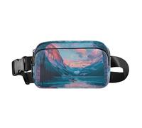 Cute Beaver Vintage Bathtub Cute Fanny Pack Waist Bag for Women Men Teens Large Capacity Crossbody Bag Anti Theft, Lake Louise Mountains Sunset Sky, One Size