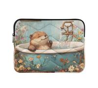 Cute Beaver Vintage Bathtub Laptop Sleeve Case 15-16 Inch Water Resistant Computer Cases for Laptop for Work Travel