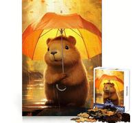 Cute Beaver with Umbrella in The Rain 1000 Piece Jigsaw Puzzles for Adults Relax Game Good Thick Fun Hobby Xmas Surprise (38x26cm)