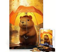 Cute Beaver with Umbrella in The Rain Jigsaw for Adults 1000 Pieces Reason Boost Indoor Play Playful Challenge Wall Art (38x52cm)