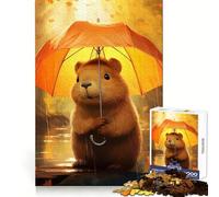 Cute Beaver with Umbrella in The Rain Jigsaw Puzzle 1000 Piece for Adults Tension Relief FreeTime Game Playful Challenge (50x75cm)