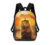 Cute Beaver with Umbrella in The Rain School Bags School Secondary High School College Backpack Travel for Girl, Teen Girls 17inch