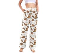 Cute Beavers Pyjama Bottoms Women's Casual Wide Leg Pajama Pants with Pockets Sleepwear