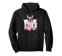 Cute Bedtime Frenchie Puppy In Pink Pajamas Pullover Hoodie