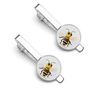 Cute Bee 2 Pcs Tie Clips for Men Necktie Tie Bar
