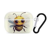 Cute Bee Airpod Pro Case AirPods 2 Case for Women Hard Shell Protective Cover with Carabiner Keychain Compatible with AirPods Case 2nd 1st Generation, Front LED Visible White