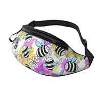 Cute Bee and Daisy Crossbody Bag Runner Small Hip Pouch Bum Bag Running Waistpack Bumbag Beltbag Sport Slim Fashionable for Jogging Hiking Woman
