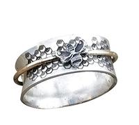 Cute Bee Anti Rotating Spinner Ring for Women Anxiety Fidget Animal Stress Relief Meditation Stacking Finger Wide Band Fashion Vintage Honeycomb Statement Spin Ring Delicate Cocktail Party Jewelry
