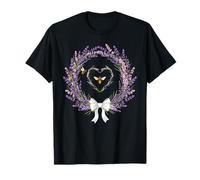 Cute Bee Bow Lavender Flower Heart Botanical Nature Lover T-Shirt