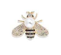 Cute Bee Brooch Crystal Animal Lapel Pin Vintage Rhinestone Pearl Bee Badge for Women Men Clothing Dress Accessory DIY Jewelry Gifts, Alloy Steel, crystal