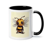 Cute Bee Ceramic Coffee Mug with Handle 11 Ounces, Porcelain Mug Coffee Cup Tea Mug Water Cup Ideal for Coffee,Tea,Latte,Cappuccino,Microwave & Dishwasher Safe Unique Gift Cup
