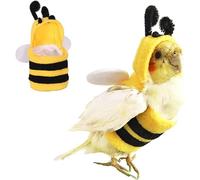 Cute Bee Design Costume for Birds Small Animals Cosplay Outfit Bee Shaped Hoodies for Parrots African Greys Parakeet Cockatiel Sun Conure Finch Budgie (Bee,L)