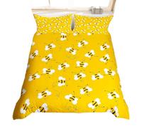 Cute Bee Duvet Cover Super King Size Honeybee Bedding Set Yellow Cartoon Rustic Wildlife Animal Comforter Cover For Adult Men Women Farmhouse Geometric Quilt Cover Room Decor 3 Pcs With Zipper Closure