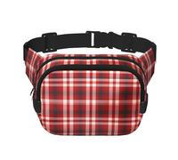 Cute Bee Fanny Pack for Women Men Fashion Waist Pack Adjustable Belt Bag for Workout Running Travelling Casual Waist Bag, Red Plaid, One Size